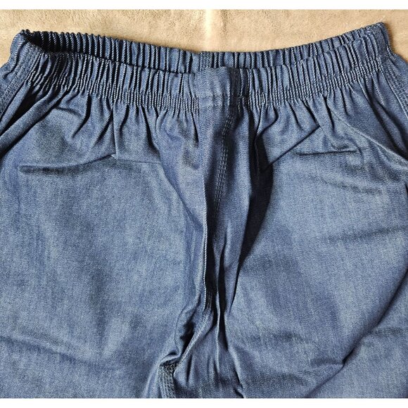 Relaxed Fit Denim-Look Lounge Pants Women 18/3XL Tight Elastic Waist Roomy Hips - Picture 3 of 9